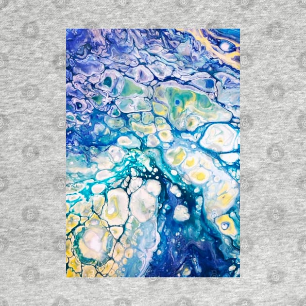 Paint pour blue, yellow ocean vibes by Pickle-Lily